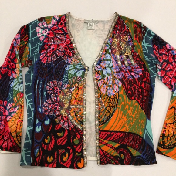 Alberto Makali Sweaters - Alberto Makali Colorful Embellished Cardigan